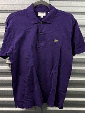 LACOSTE Dark Violet Crocodile Logo Short Sleeves Classic Fit Polo Sz S